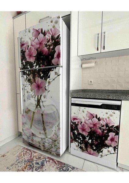 Buzdolabı ve Bulaşık Makinesi Kapak Kendinden Yapışkanlı Folyo Kaplama Çiçek modelleri