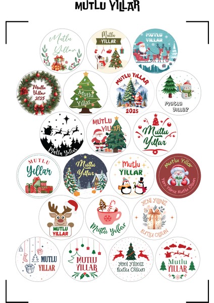 Mutlu Yıllar Yılbaşı Sticker, Yılbaşı Çıkartma Cam Sticker Happy New Year Duvar Sticker-A4 Boyutunda
