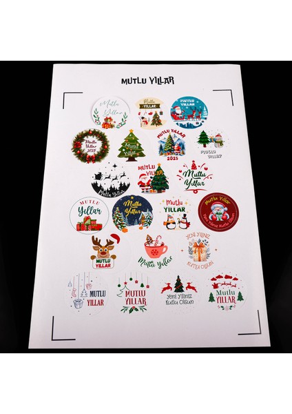 Mutlu Yıllar Yılbaşı Sticker, Yılbaşı Çıkartma Cam Sticker Happy New Year Duvar Sticker-A4 Boyutunda