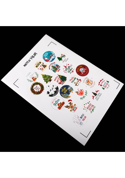 Mutlu Yıllar Yılbaşı Sticker, Yılbaşı Çıkartma Cam Sticker Happy New Year Duvar Sticker-A4 Boyutunda