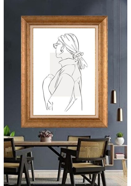 Altın Çerçeveli Paspartulu Tablo N398