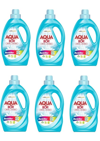 Aquabor (Boron) Renkliler Için Sıvı Deterjan 2,15 L x 6 Adet