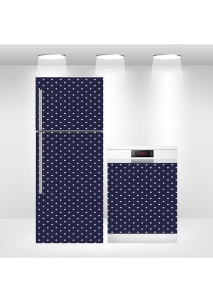Puantiyeli Buzdolabı ve Bulaşık Makinesi Kapak Sticker Kendinden Yapışkanlı Folyo Lacivert