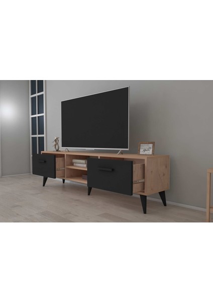 Melen 2 Çekmeceli 140 cm Tv Sehpası - Atlantik Çam / Siyah modelleri