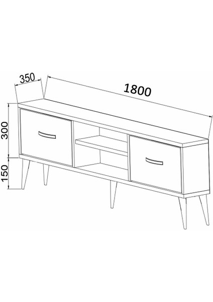 Melen 2 Çekmeceli 180 cm Tv Sehpası - Atlantik Çam / Beyaz