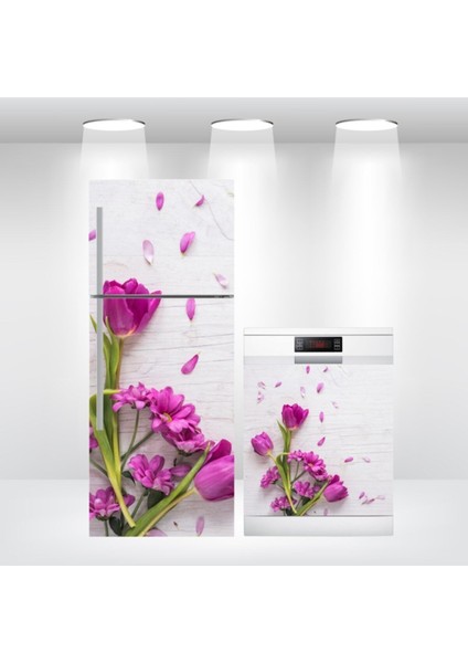 Buzdolabı ve Bulaşık Makinesi Kapak Kendinden Yapışkanlı Sticker Folyo Çiçek