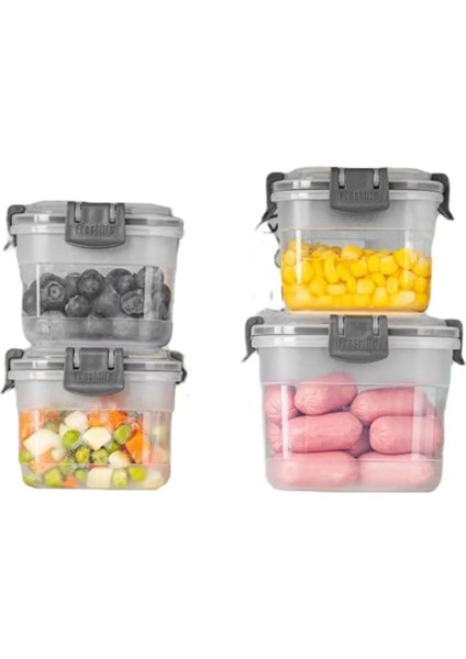 4’lü Kare Sızdırmaz Kapaklı Erzak Saklama Kabı Seti 0,300 ml - 0,600 ml - 1,200 Lt 1,900 Lt