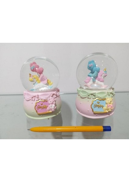 Müzikli ve Işıklı Kar Küresi 12 cm 4145 Pembe