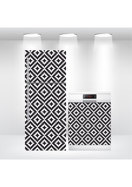 Buzdolabı ve Bulaşık Makinesi Kapak Kendinden Yapışkanlı Folyo Kaplama Siyah Beyaz