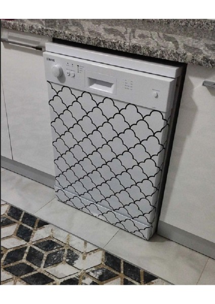 Buzdolabı Siyah ve Bulaşık Makinesi Kapak Sticker Kendinden Yapışkanlı Folyo Kaplama