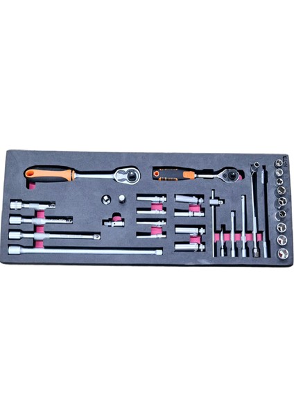 33 Parça 3/8-1/4 Dolu Takım Arabası Içi Lokma Takımı