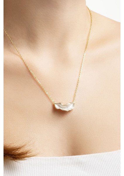 Derin Beyaz 18 Ayar Sarı Altın Kaplama 45 cm Gümüş Kolye fırsatları