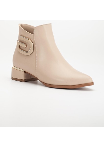 Kadın Kısa Topuklu Bot Nude Taşlı Tokalı Bağsız fırsatları
