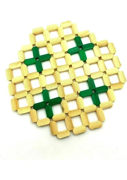 Bambu Nihale Isıya Dayanıklı Çaydanlık Altı Yeşil-Krem 17* 17 cm Ebatlarında