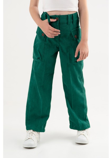 Kız Çocuk Kargo Cepli Şönil Pantolon G2524