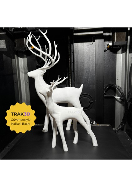 Ikili Dekoratif Geyik Biblo Obje Beyaz Renk Yılbaşı Geyiği