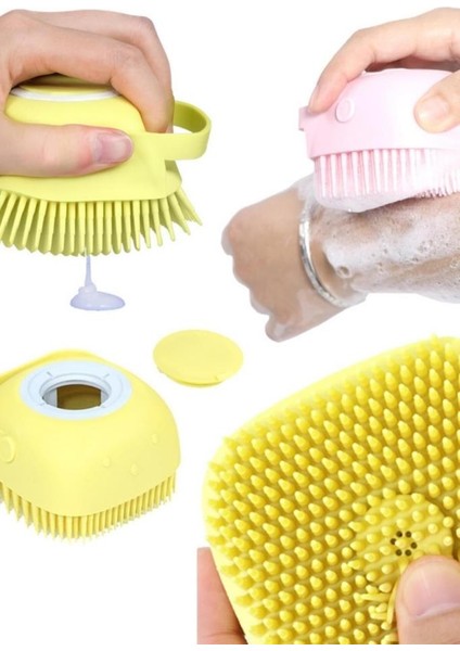 Yumuşak Dokuya Sahip Şampuan Hazneli Banyo Lifi Banyo Kesesi Sırt Kesesi Hazneli Silikon Kese Lif indirimleri