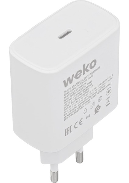 Weko WK-21440 25 Watt Cep Telefonu Şarj Aleti Adaptörü Type-C Kablolu Iki Ucu Type-C
