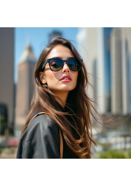 Kadın Güneş Gözlüğü Siyah Parlak Çerçeve UV400 Korumalı