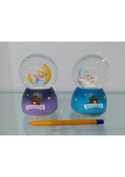 Müzikli ve Işıklı Kar Küresi 12 cm 3237 Mavi