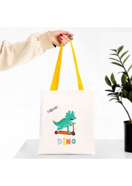 Dinozor Desen Çok Amaçlı Kanvas Çanta