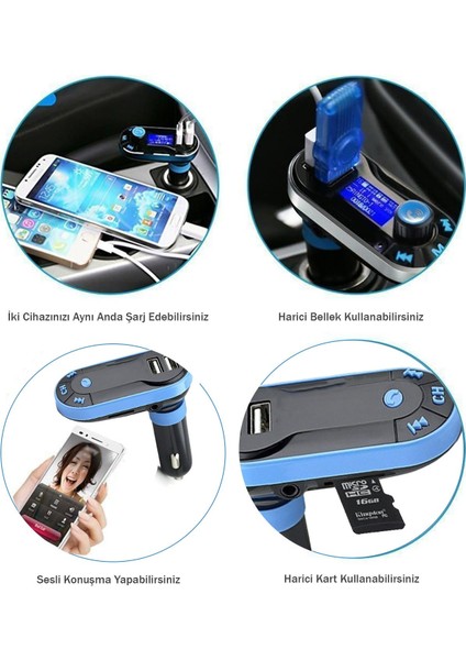 Yeni Nesil Universal Kumandalı Bluetooth Araç Kiti Oto Çakmaklık Şarj Aleti Fm Transmitter Cihazı indirimleri