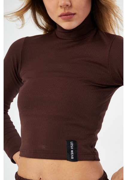 Fitilli Soft Touch Balıkçı Yaka Bluz Kahverengi modelleri