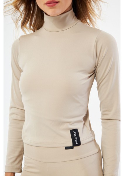 Soft Touch Balıkçı Yaka Bluz Bej modelleri