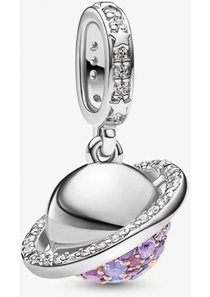 Kristal Ve Berrak Kübik Zirkonlu Sallantılı Gümüş Charm - NUR-CM00376