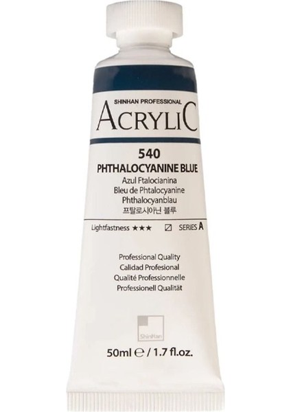 Akrilik Boya Profesyonel Phthalocyanine Blue (540) 50ML Tüp (Seri A)