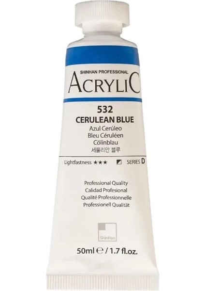 Akrilik Boya Profesyonel Cerulean Blue (532) 50ML Tüp (Seri D)