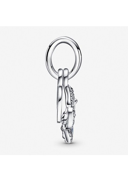 Kelebek ve Yazılı Çift Sallantılı Gümüş Charm - NUR-CM00371 modelleri