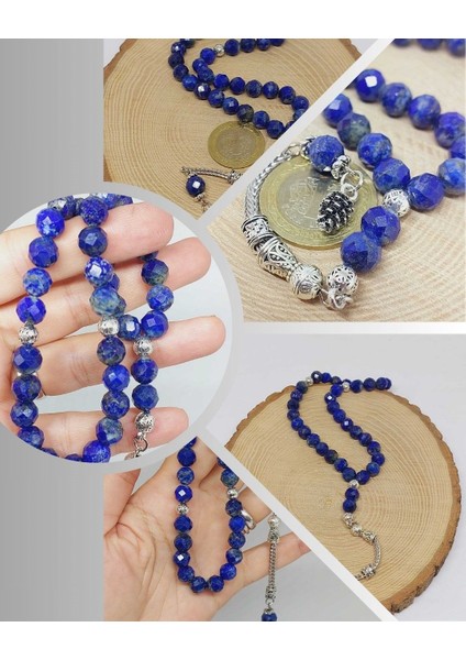 Lapis Taşı Üst Segment Faset Kesim 33LÜK Tesbih 8mm (54330)