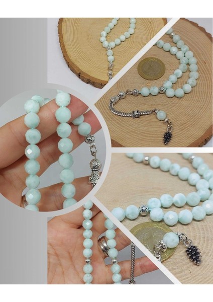 Larimar Taşı Üst Segment Faset Kesim 33LÜK Tesbih 8mm (42535)