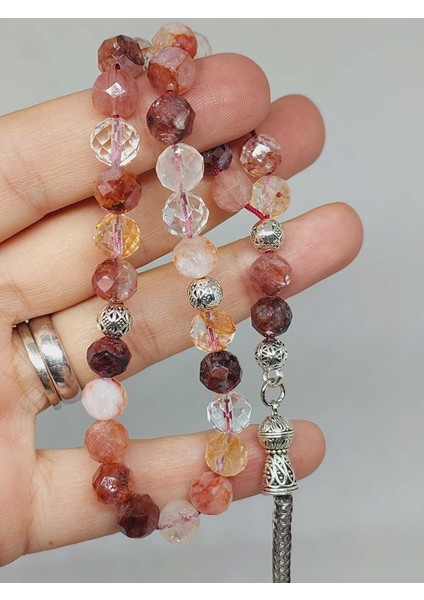 Hematoid Kuvars Taşı Üst Segment Faset Kesim 33LÜK Tesbih 7mm (53082) fiyatları