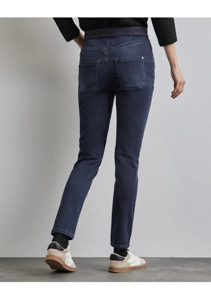 Yüksek Bel Lastikli Termal Denim Tayt Pantolon