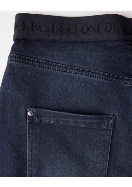 Yüksek Bel Lastikli Termal Denim Tayt Pantolon