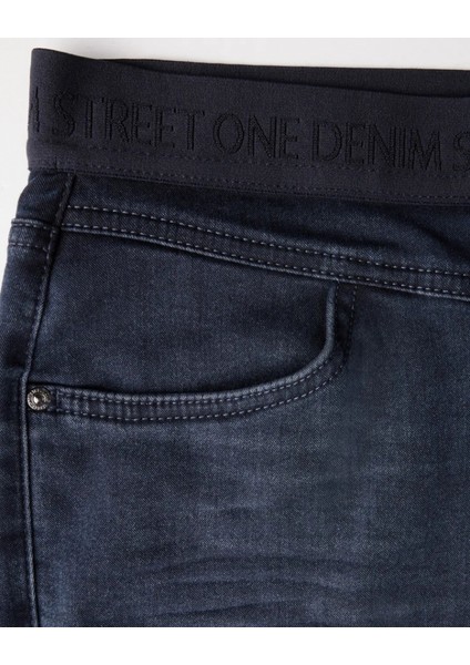 Yüksek Bel Lastikli Termal Denim Tayt Pantolon