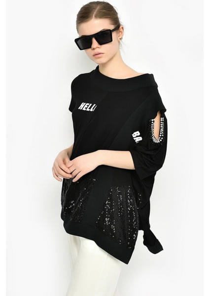 Pul Payetli Tasarım Bluz