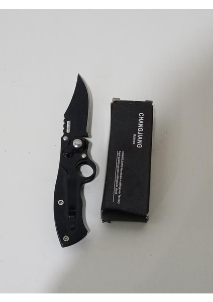 14X6 cm Boyutunda Paslanmaz Siyah Mini Kamp Çakısı Otomatik Susta Özellikli