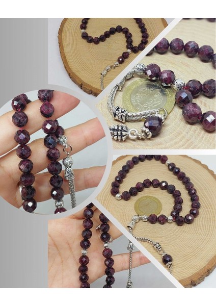 Lal (Granat) (Garnet) Taşı Üst Segment Faset Kesim 33LÜK Tesbih 8mm (42515)