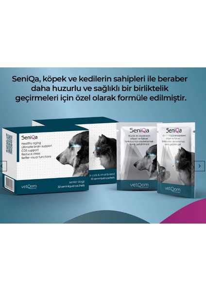 Seniqa Kedi ve Küçük Irk Köpek Bilişsel ve Nörolojik Fonksiyon Destekleyici 30 Saşe