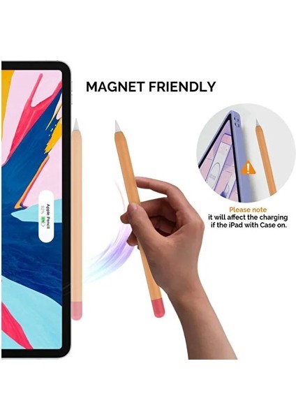 Apple Pencil 2. Nesil Uyumlu Silikon Koruma Kılıfı (2 Silikon Başlık)(Ürün Kalem Değildir)