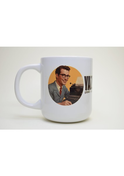 Yazıyorum Çünkü Cinayet Kötü Bir Şeydir - Erkek Yazar, Yazarlar Kitap Severler Sanatçılar Için Motive Edici Illüstrasyonlu Baskı Kupa Fincan Mug, 300 ml