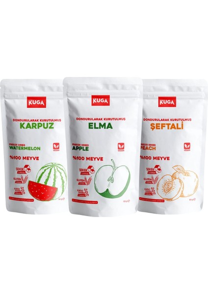 Freeze Dried Fruits-Dondurularak Kurutulmuş Meyveler-(Elma-Karpuz-Şeftali)