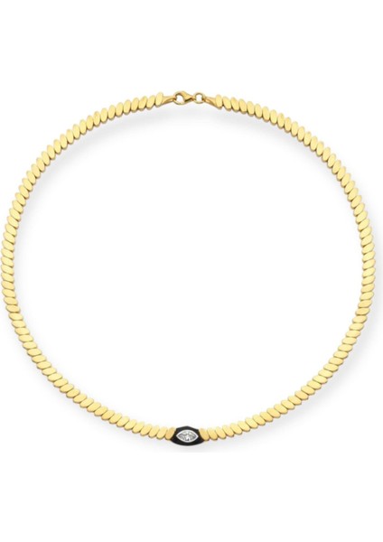Gold Siyah Tasarım 14K Özel Seri Kolye