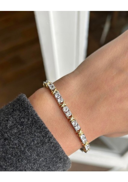 Gold Silver Tiff Su YOLU14K Özel Seri Bileklik