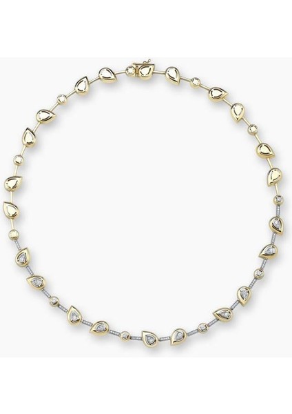 Gold Geometrik Tasarım Şeritli 14K Özel Seri Kolye