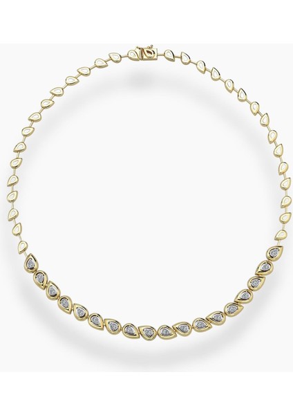 Gold Damla Taş Tasarım 14K Özel Seri Kolye
