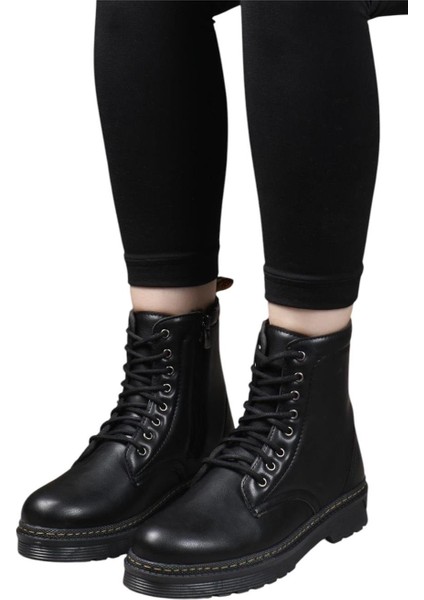 Kadın Termo Fermuarlı Bağcıklı Bot SİYAH